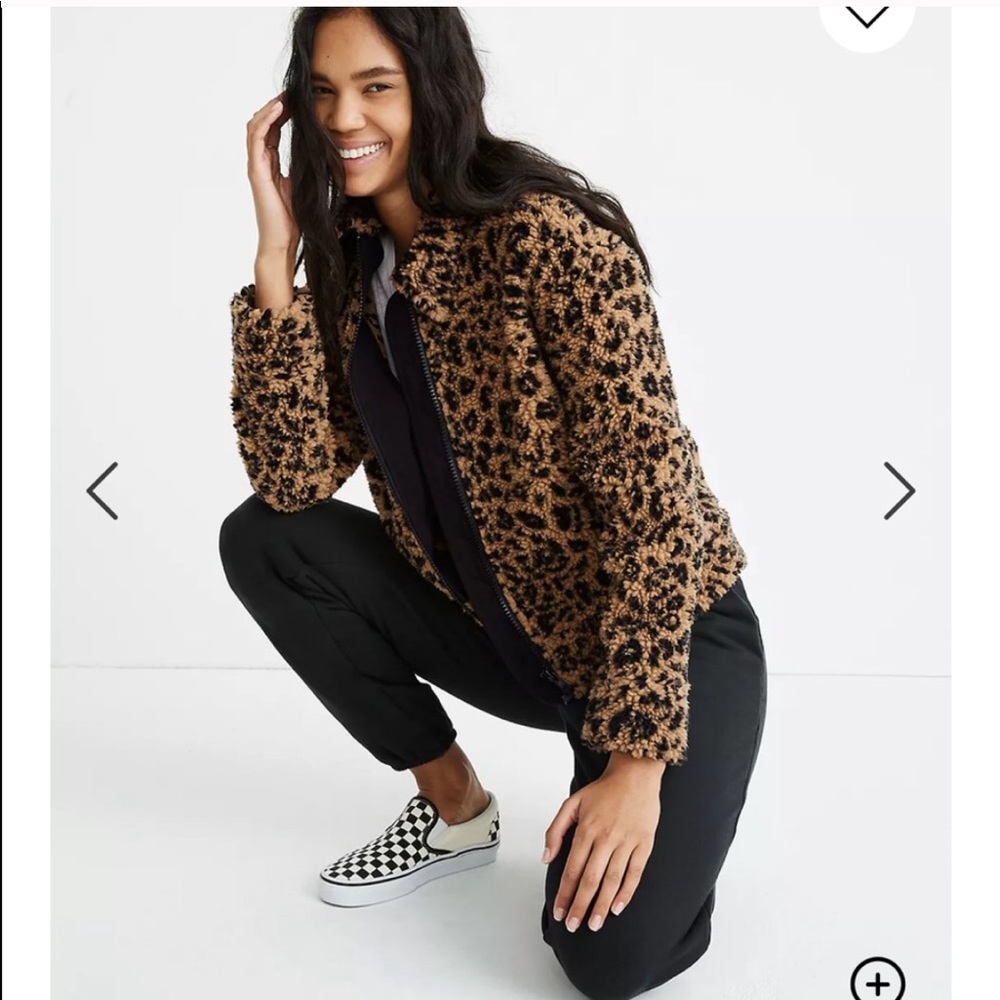 Madewell Leopard Sherpa Bomber Jacket sz XL
